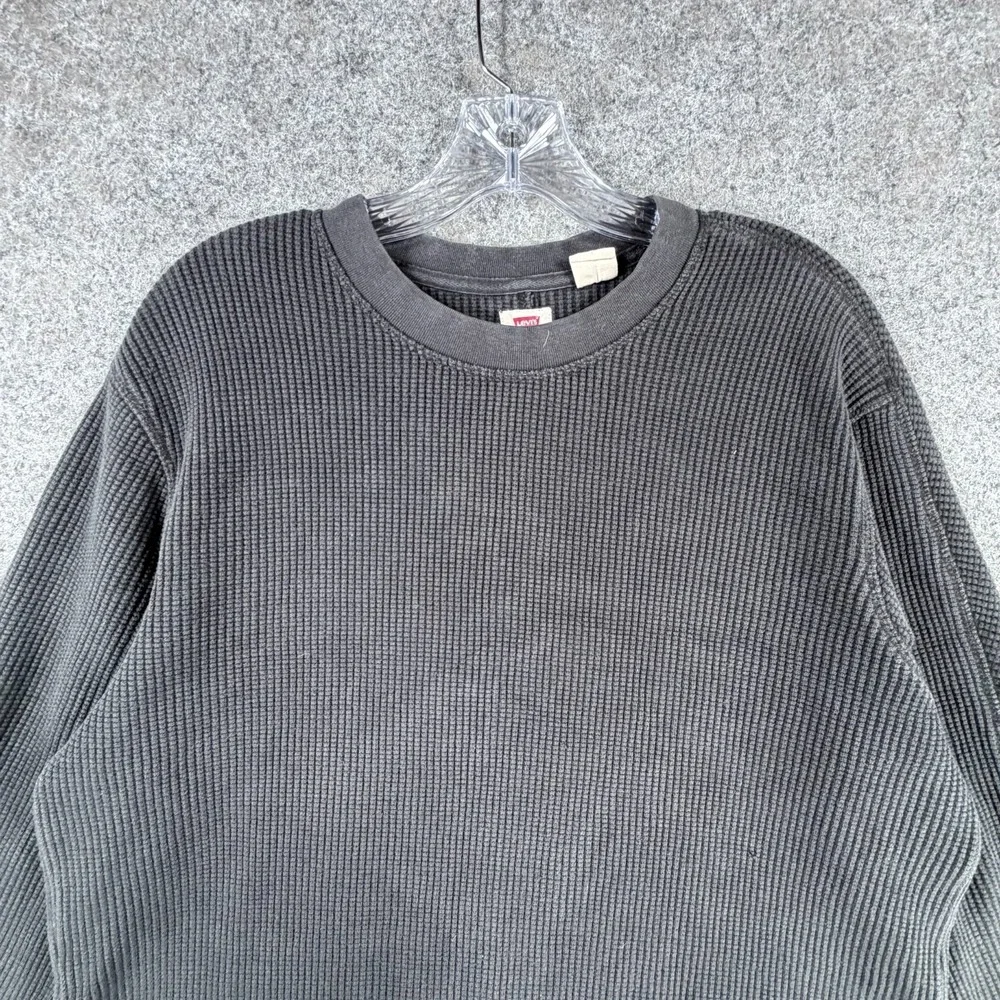 Levi's Long Sleeve Relaxed Thermal Shirt Mens Medium Black Crew Neck Pullover